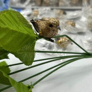 Catherine Lillywhite’s Gold Clip-On Birds – Set of 12 Glitter Decor Pieces